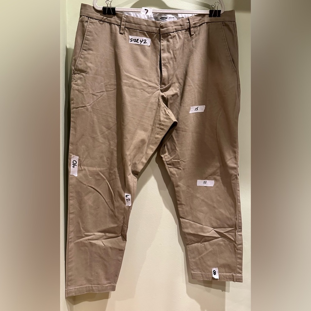 Old navy stretch, chino pants, size 42 professionally altered